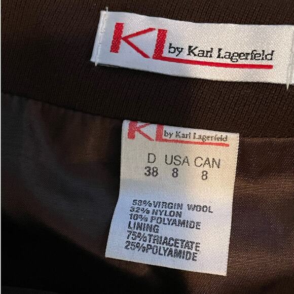 KL by Karl Lagerfeld 90s Brown Wool Blend Pencil Skirt 8 - Picture 6 of 7